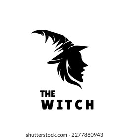 abstract witch icon logo silhouette design vector