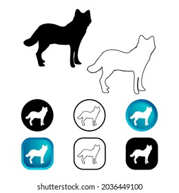 Abstract Wolf Animal Icon Set