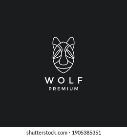 abstract Wolf Creative Concept Logo Design Template in black background.