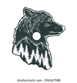 Abstract wolf and forest