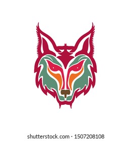 Abstract wolf head colorful logo design