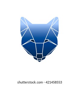  Abstract wolf head with grid lines. Vector illustration.