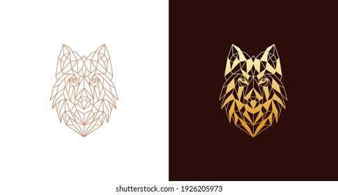 abstract wolf head illustration, classy monoline wolf head logo template, wild wolf head line art