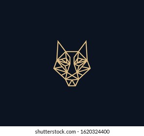 abstract wolf head logo design template , line art logo illustrations