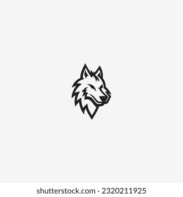 Resumen del diseño del logotipo de la cabeza de lobo ilustración vectorial