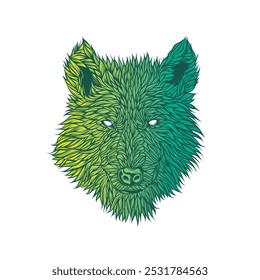 Abstract wolf head. Original vector illustration in vintage style isolated on white background. T-shirt design. Hand drawn, not AI