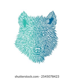 Abstract wolf head. Original vector illustration in vintage style isolated on white background. T-shirt design. Hand drawn, not AI