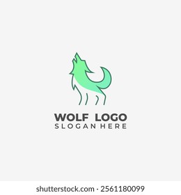 Abstract Wolf Logo with Simple Semi Lineart Style Mint Color