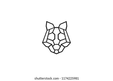 Abstract Wolf Outline Geometric Low Poly Design