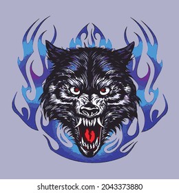 abstract wolf vector design for tattoo or sticker