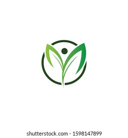 Abstract Woman Beauty Salon, Empower And Herbal Supplement Vitamin Green Organic Vector Logo Design Template