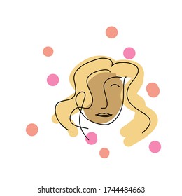 Abstract woman blonde woman face with Colorfull doodle 