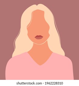 Abstract Woman With Blonde Hair. Hand Drawn Vector Illustration.