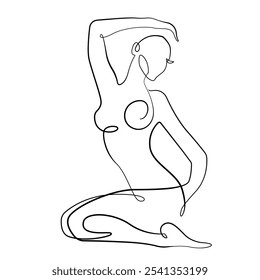 Abstract Woman Body Continuous One Line Drawing. Female Figure Creative Contemporary Abstract Drawing. Beauty Fashion Female Body, Vector Minimalist Art for Fashion Design, Wall Art, Prints, Posters