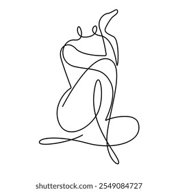 Abstract Woman Body Continuous One Line Drawing. Female Figure Contemporary Abstract Drawing. Beauty Fashion Female Body, Vector Minimalist Art for Fashion Design, Wall Art, Prints, Posters. Not AI