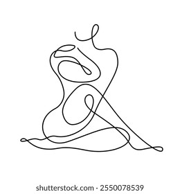 Abstract Woman Body Continuous One Line Drawing. Female Figure Creative Contemporary Abstract Drawing. Beauty Fashion Female Body, Vector Minimalist Art for Fashion Design, Wall Art, Prints. Not AI