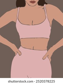 Abstract Woman Body Shape Pink Suite Body Positive Poster Illustration Vector Design