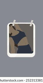 Mujer Abstractas Forma del cuerpo Ropa interior Fitness Suite Cuerpo Positivo Ilustración de póster En marco Historias de redes sociales Imagen Maqueta Diseño de Vector