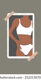 Mujer Abstractas Forma de cuerpo Ropa interior Suite Cuerpo Positivo Ilustración de póster En marco Historias de redes sociales Imagen Maqueta Diseño de Vector