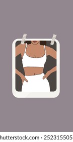 Abstract Woman Body Shape White Suite Body Positive Poster Illustration In Frame Social Media Stories Picture Mockup Vector Design