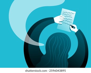 Abstract woman character writes something about her mental health