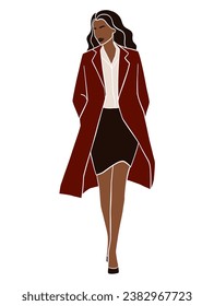 Abstract woman in coat illustration. Vector illustration.