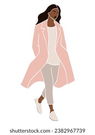 Abstract woman in coat illustration. Vector illustration.