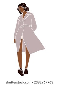 Abstract woman in coat illustration. Vector illustration.