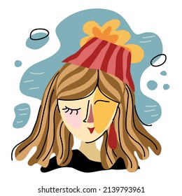 Abstract woman collection designed in vintage doodle style Can be adapted to a variety of applications such as clothing patterns, digital prints, fabric patterns, fashion, decorations, pillows, bags