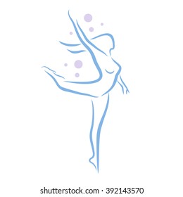 Abstract Woman Dancing, Dancer Silhouette, Line Art