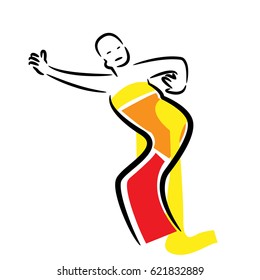 Abstract woman dancing, dancer silhouette, line art