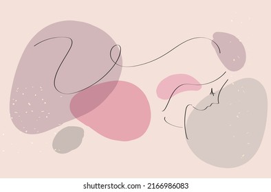 Abstract woman drawn in lines vector art