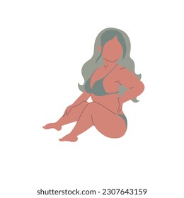 Abstract woman with dwarfism vector illustration.