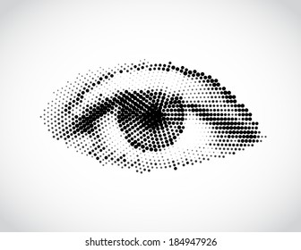 Abstract woman eye made from dots. Vector