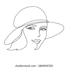 Abstract woman face. Black and white hand drawn line art. Outline vector illustration
