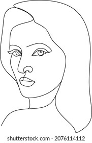 Abstract Woman face. Continuous line drawing. Editable line