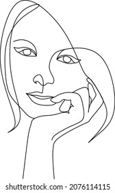 Abstract Woman face. Continuous line drawing. Editable line