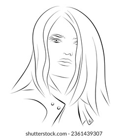 Abstract Woman face. Continuous line drawing. vector line art.