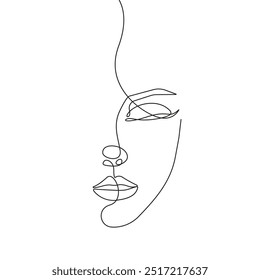 Mulher abstrata face contínua um desenho de linha. Ilustração do esboço do desenho da linha da impressão da arte feminina. A Mulher Encara A Impressão Moderna. Design de Contorno Feminino Minimalista. Vetor EPS 10
