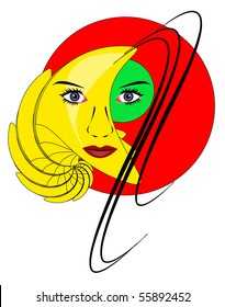 abstract woman face form