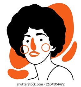 Abstract woman face with geometric elements. Woman avatar in flat style for user profile. Flat avatar icon of a person. 
