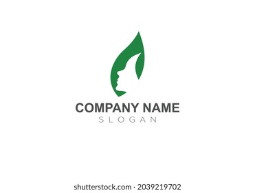 Abstract Woman Face Leaf Logo Design