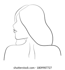 Abstract woman face. Line art. Sketch. Portrait in a minimalistic style. Modern style. Fashion illustration. Vector.