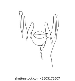 Abstract Woman Face Line Art Drawing. Female Face Silhouette One Line Drawing. Vector Illustration Minimalistic Style. for Modern Design: Prints, Wall Art, Posters, Social Media.