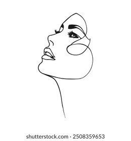 Abstract Woman Face Line Art Drawing. Female Face Silhouette One Line Drawing. Vector Illustration Minimalistic Style. for Modern Design: Prints, Wall Art, Posters, Social Media.