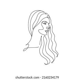 Abstract woman face line drawing. Line art Print. Cosmetics logo. Fashion sketch