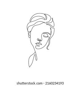 Abstract woman face line drawing. Line art Print. Cosmetics logo. Fashion sketch