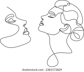Abstract woman face line drawing. Line art Print. Cosmetics logo. Fashion sketch
