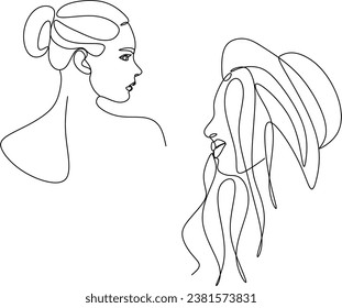 Abstract woman face line drawing. Line art Print. Cosmetics logo. Fashion sketch
