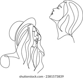 Abstract woman face line drawing. Line art Print. Cosmetics logo. Fashion sketch
